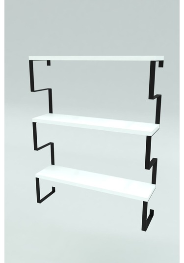 Metal Ayaklı Duvar Rafı, 3 Katlı Duvar Rafı, Kitaplık, Saksılık, Banyo, Mutfak, Salon, 60 70 15 Cm Beyaz