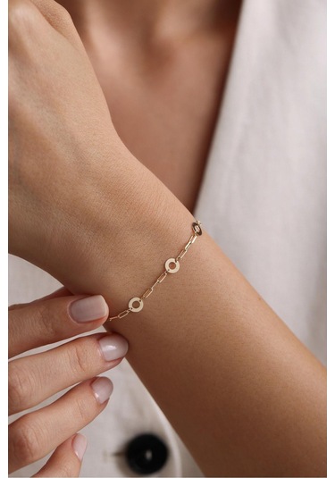 Gianfranco Circle Işıltılı Bileklik Altın Sarı Altın