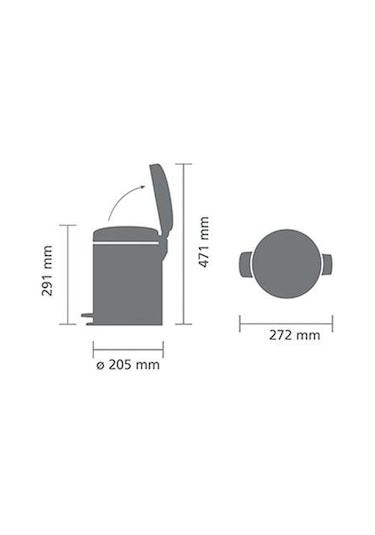 Brabantia Çöp Kutusu Newicon Pedallı 5 Lt Matt Siyah 112928 Siyah
