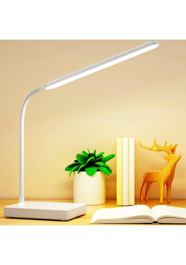Dekoratif Dokunmatik D1901 Şarjlı 58cm Led Masa Lambası Beyaz