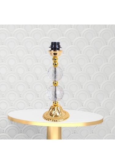 Abajur Hürrem Kadife Kumaş Kaplı Gold Kristal Ayak Vintage Ab0979 Diğer