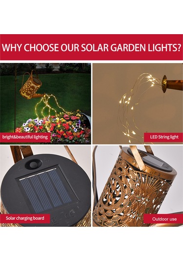 Geeroyoo Güneş Enerjili 36 Led Çelik Su Kettle Lambası, Işık Kontrollü, 600mah Şarj Edilebilir Batarya, S Tipi Kanca, 60cm Gümüş Tel, Sevimli Dekoratif Aydınlatma