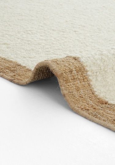 Cool Halı Wool 01 Natural Yün Halı Jüt Halı Yolluk El Dokuma Jüt Kilim Hasır Halı Bohem El Halısı Krem Halı Krem - Natural