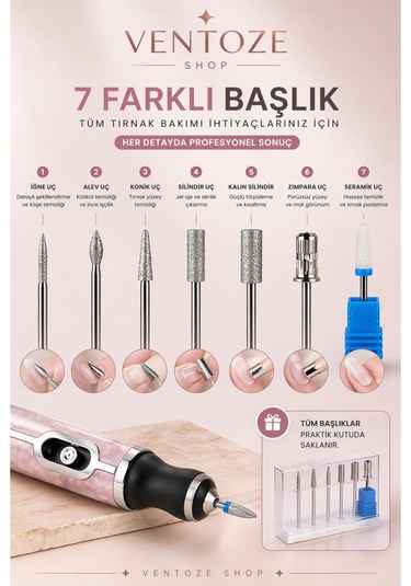 Ventoze Profesyonel Tırnak Törpüsü Seti