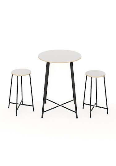 Oval 2 Kişilik Yemek Masası Bar Masası Mutfak Beyaz 1527