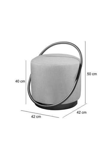 Loop Serisi Puf, Metal Halkalı Puf, Makyaj Oturağı ,puf Bench Montajsız Oturak Gold Metal Ayaklı KREM