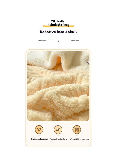 Kalınlaştırılmış Pamuklu Kadife Kuzu Kürkü Battaniye Öğle Uyku Örtüsü Ban Island Blue