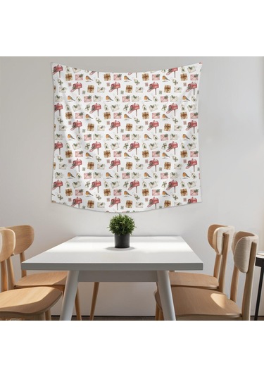 59x59 İnç Noel Temalı Kare Duvar Halısı, Oturma Odası, Yatak Odası Ve Genç Odası Dekoru İçin