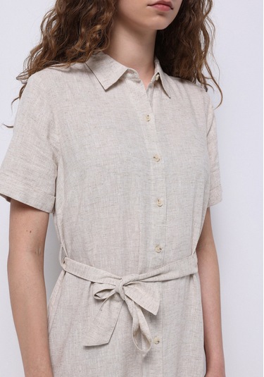 Colins Regular Fit Dokuma Kadın Bej Elbise Cl1068244 Q1.v1 Beı Bej