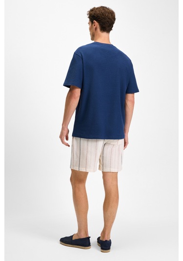 Grımelange Noır Erkek%100 Organik Pamuk Bisiklet Yaka Kısa Kol Regular Lacivert T-shirt Lacivert