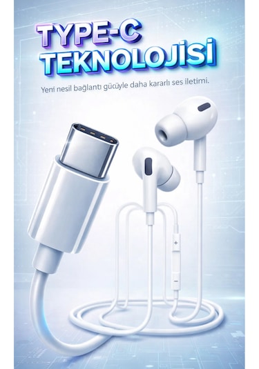 Type-c Kablolu Kulaklık Apple Uyumlu iPhone 15 16 Serisi Ve Android Type-c Telefonlarla  Mikrofonlu Diğer