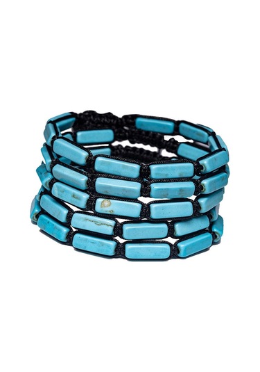 Sertifikalı Dikdörtgen Firuze - Turkuaz Taşı Bileklik Çok Renkli