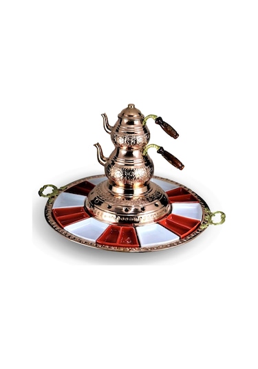 Sultan Isıtıcılı Bakır Çaydanlık ve Kahvatı Seti
