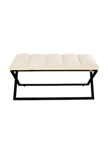 Varcera Black- Beyaz Dilimli Model Puf & Bench & Koltuk & Oturma Bankı & Yatak Odası Önü