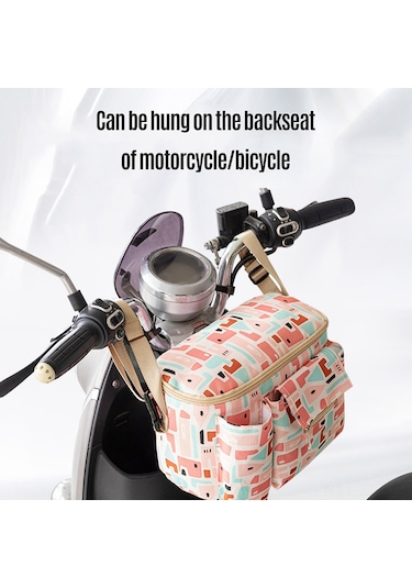 Bebek Temel Eşyaları Çantası, Bezi Çantası, Bebek Puseti Çantası, Seyahat İçin İki Askılı Büyük Kapasiteli Motosiklet Bisiklet Depolama Çantası Gri