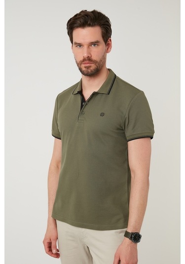 Buratti % 100 Pamuk Düğmeli Regular Fit Erkek Polo Yaka T Shirt 5902118 Haki