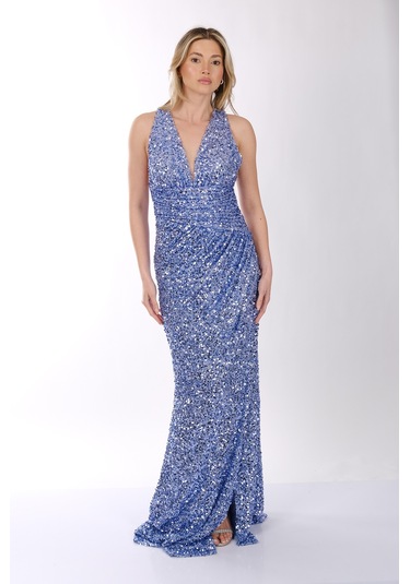 Abiye Elbise Dori 00kb7082 Mavi