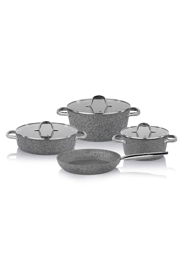 Schafer Millard Yanmaz Yapışmaz Tencere Seti 7 Parça-gri