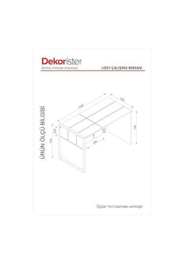 Dekorister Exclusive Lost Metal Çalışma Masası Ceviz