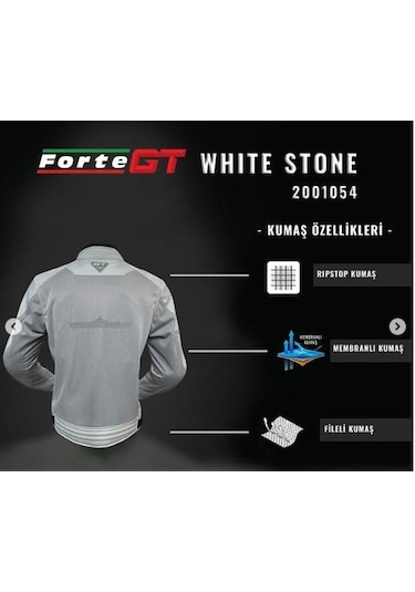Forte Gt 1054 White Stone 7 Parça Full Korumalı Yazlık Motosiklet Montu Beyaz