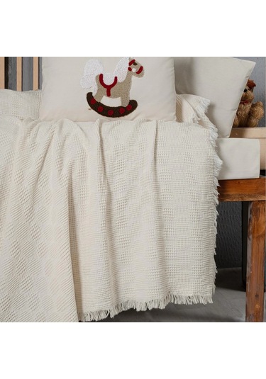 Kanz Bebek Waffle Müslin Nakışlı Pike Knz-021 Ponny Ponny