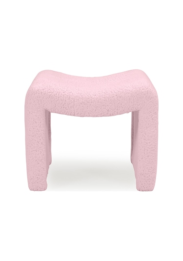 Tokyo Peluş Oval Puf Pembe Pembe