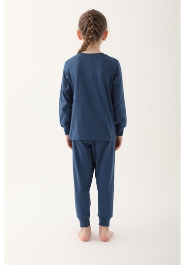 Frozen Koyu İndigo Kız Çocuk Uzun Kol Pijama Takım İndigo