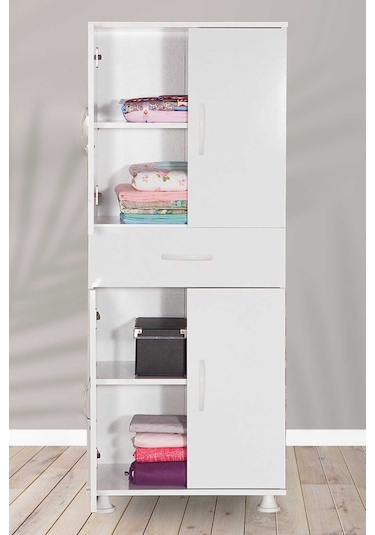 Atlas Çok Amaçlı Raflı Ve Çekmeceli Dolap Mutfak & Banyo Beyaz Beyaz