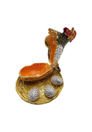 Swarovski Taşlı Yumurtalı Tavuk - Gizli Hazneli Masaüstü Hediyeli