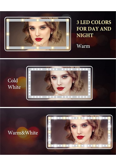 Vkemall Araba Güneşlikli Makyaj Aynası - Tüm Arabalar İçin Şarj Edilebilir Led Işıklı Ma