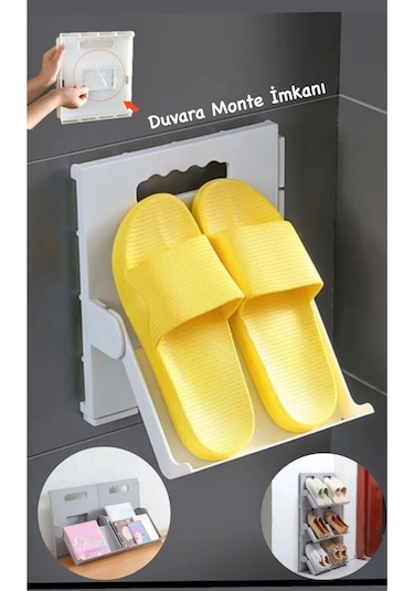 6 Adet Lyon Gri Ayakkabı Rafı Dikey İstiflenebilir Çok Katmanlı Y Gri