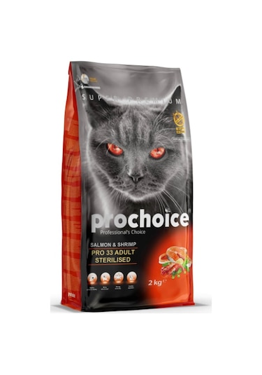 Prochoice Pro 33 Sterilised Somonlu ve Karidesli Kısırlaştırılmış Yetişkin Kedi Maması 2 KG