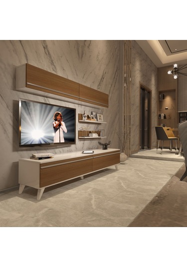 Decoraktiv Eko 5 Mdf Std Retro Tv Ünitesi Tv Sehpası Beyaz - Ceviz