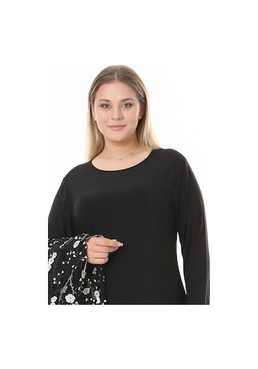 Ladies First Büyük Beden 3904 Siyah Ceket + Bluz Takım 001