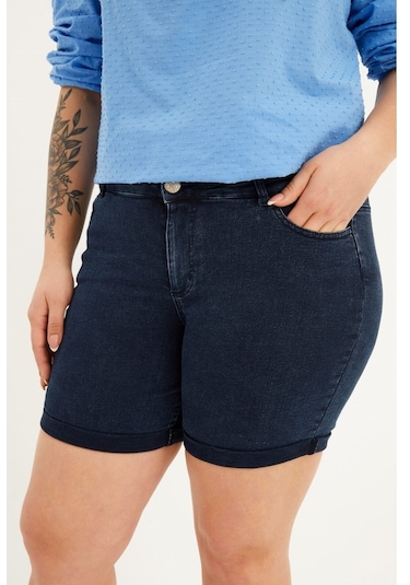 Myline Paçası Katlı Denim Şort
