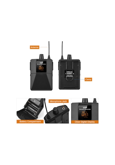 Youmex Siyah Uhf Bant Kablosuz Mikrofon Seti - Öğretim, Tur Rehberliği İçin - Alıcı Dahili Pil, Yüksek Hassasiyet Ve Anti-parazit