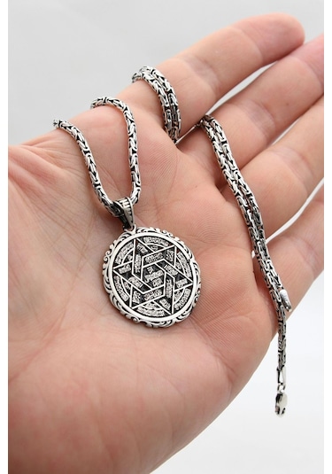 Hz. Süleyman Mührü 925 Ayar Gümüş Kolye Kral Zincir 2mm 902425 Gümüş