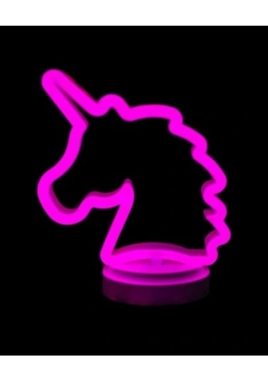 Neon Işıklı Unicorn Masa Gece Lambası Pil+usb Çok Renkli