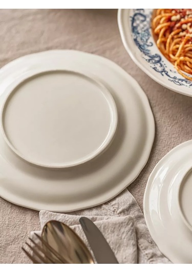 Roomi Seramik Düz Tabak 21 Cm Desenli, Vintage 202452395 Beyaz