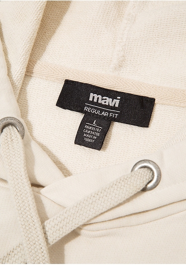 Mavi - Mavi Logo Baskılı Kapüşonlu Bej Sweatshirt 065606-70134 Bej