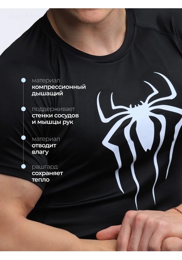Kvk Erkek Siyah Spor Tişört Örümcek Raşgard 241311698 Siyah