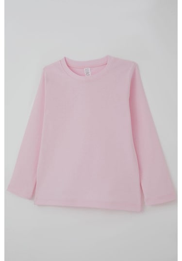 Breeze Kız Çocuk Uzun Kollu Tişört Basic 4-8 Yaş, Pembe Pembe