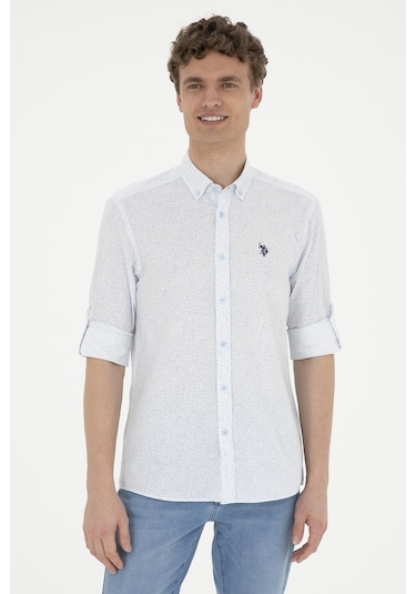 U.s. Polo Assn. Erkek Mavi Gömlek Desenli 50288670-vr036 Mavi