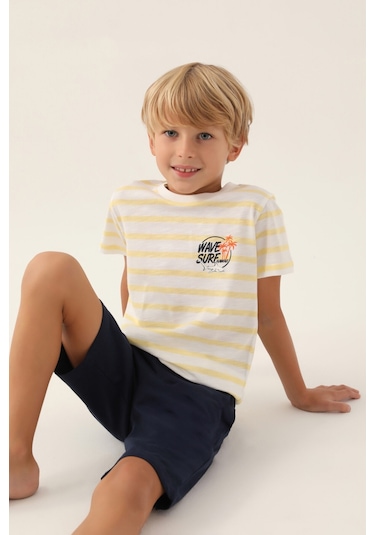 Rolypoly Wave Surf Krem Erkek Çocuk Bermuda Takım 5274-42957 Krem