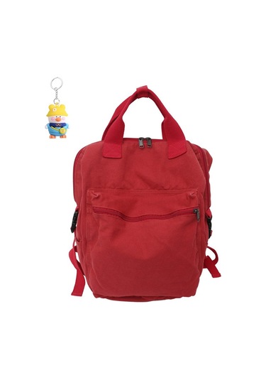 Gençler İçin Şık Ve Fonksiyonel Sırt Çantası - Üniversite Ve Okul Kullanımına Uygun Pliseli Tuval Çanta Kirmizi