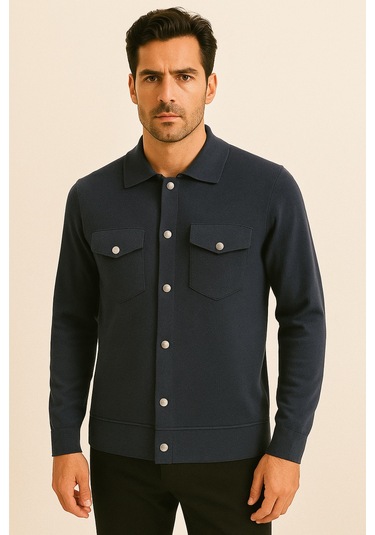 Erkek Triko Gömlek Lacivert 3764 Lacivert