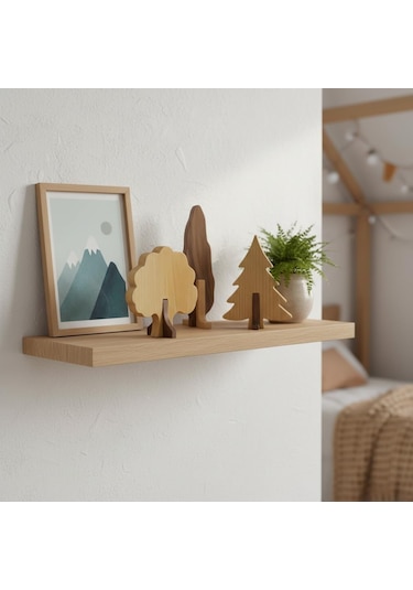 Simdale Wood İsimli Dekoratif Ahşap 3'lü Ağaç Seti Çam, Meşe, Selvi
