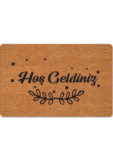 Modern Dijital Paspas - Hoşgeldiniz Karşılama Paspas - Kapı Önü Dekoratif Paspas Füme