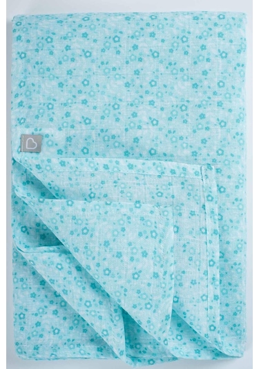 Müslin Örtü 120X120 Cm Doğal Pamuk Müslin Yeşil Mine Çiçeği - Yeşil