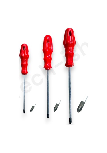 Yıldız Tornavida Seti 3'lü Yıldız Uçlu Kırmızı Saplı